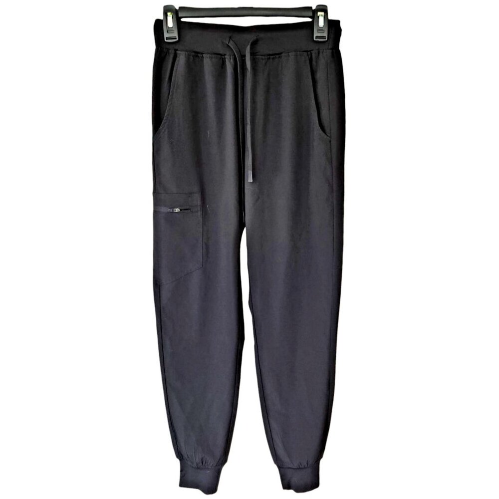 Black Joggers Lightweight Sweatpants Front Back & Cargo Pockets
